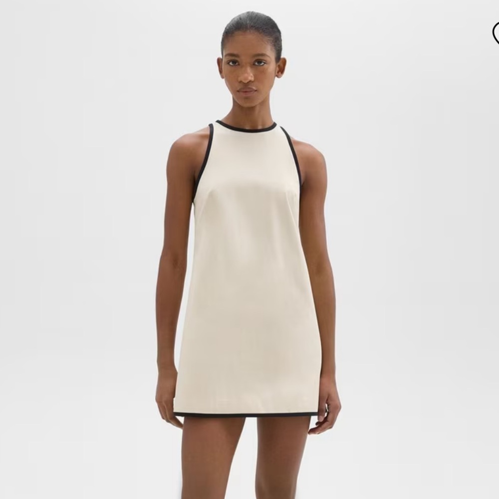 Theory Cream and Black Mini Dress